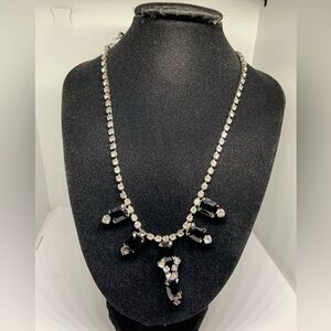 Vintage Black and Clear Rhinestone Choker Necklace